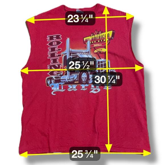 VTG Sleeveless T-Shirt Mens Red Diesel Truck Rolling Large Graphic Tee Sz XXL - Picture 5 of 5